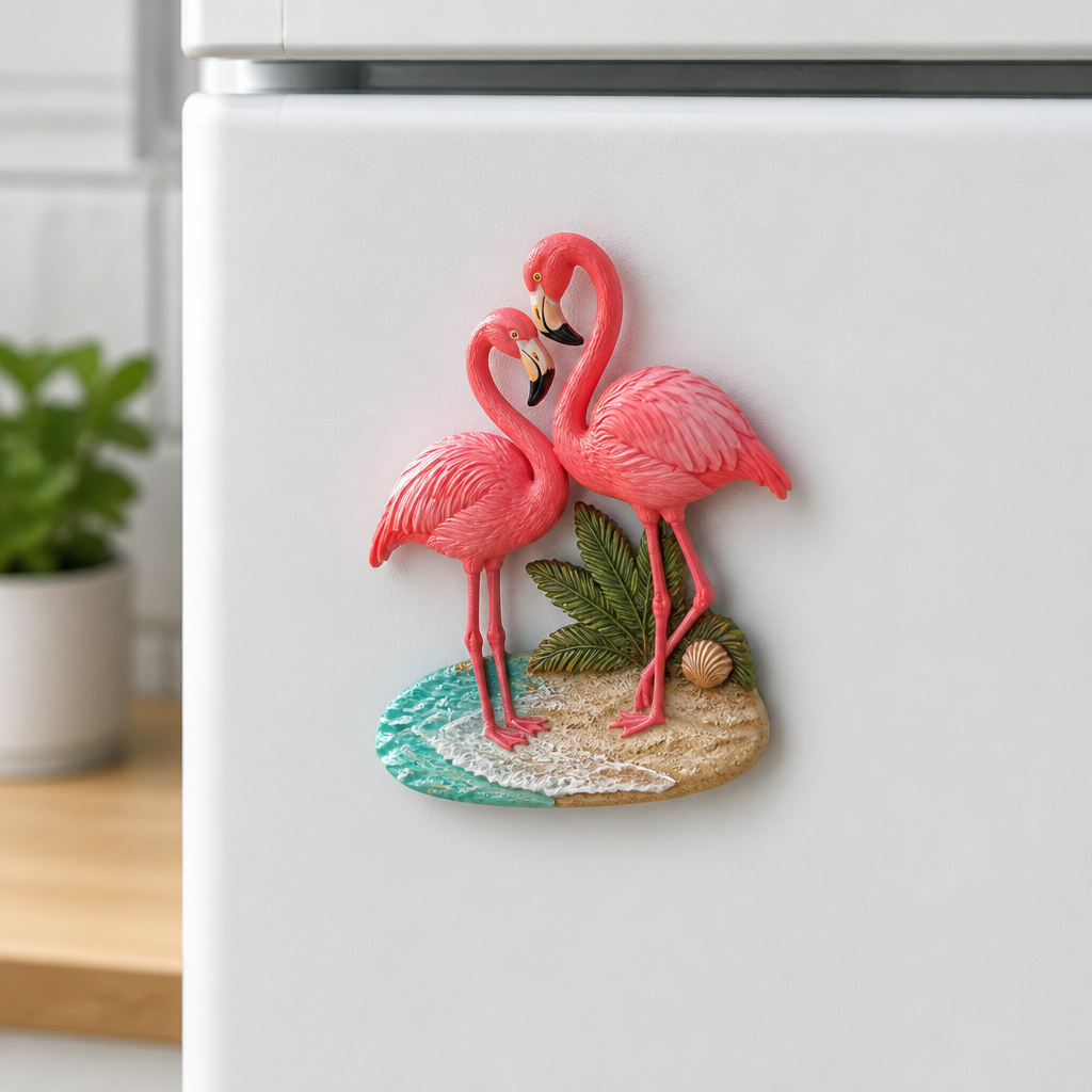 Florida flamingo beach pair