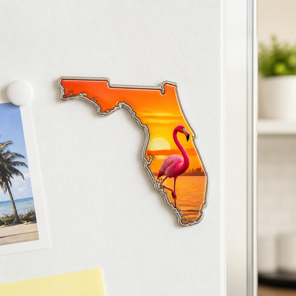 Florida sunset flamingo magnet